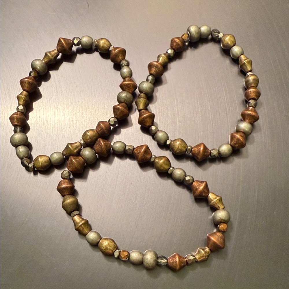 Elegant Metallic Beaded Bracelet Set
